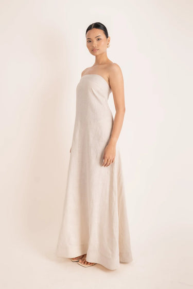 NAYA STRAPLESS DRESS BEIGE - STUDIO JO STORE